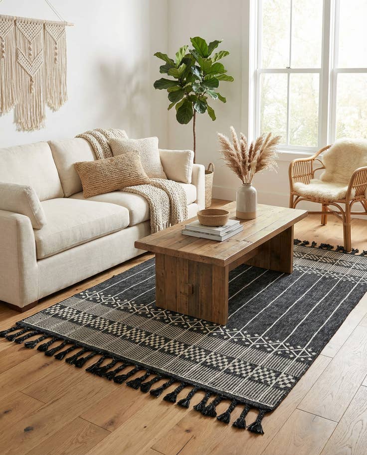 Detail image of 4' 1 x 6' 1 Easy-Clean Eco Bohemian Indoor / Outdoor Rug