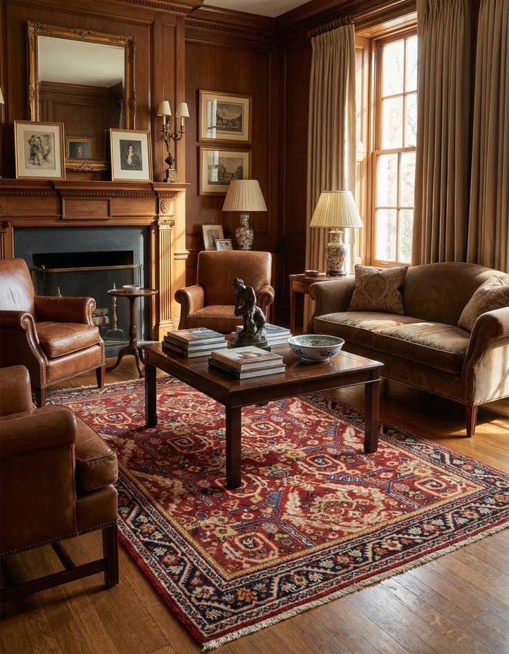 Detail image of  4' 5 x 6' 9  Hand Knotted Mahal Persian Wool Rug