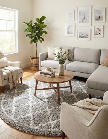 Ash Gray Infinity Shag Round Rug