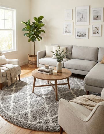 Ash Gray Infinity Shag Round Rug