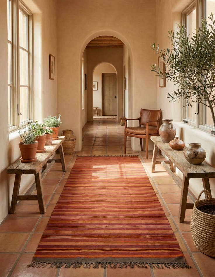 Detail image of 6' 6 x 14'  Hand Woven Kilim Fars Wool Runner Rug