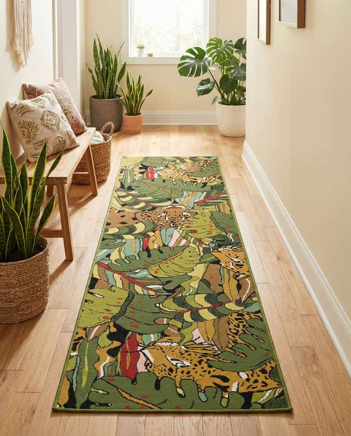 2' x 8' Easy-Clean Botanical Indoor / Outdoor Runner Rug