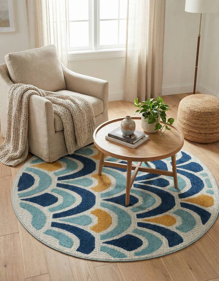 Detail image of  5' 3 x 5' 3  Washable Belize Indoor / Outdoor Round Rug