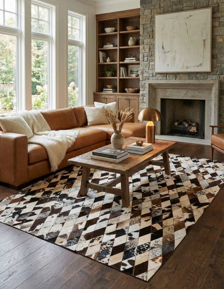 Detail image of 5' 8 x 7' 11 Cowhide Stocks Rug