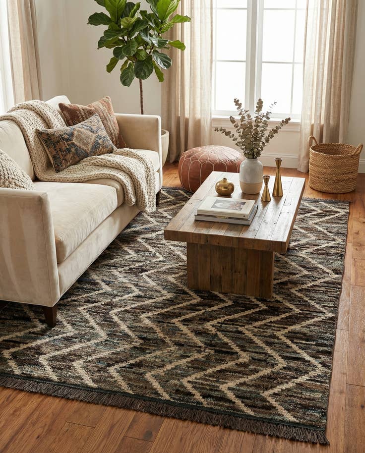 Detail image of 5' 3 x 6' 3 Hand Knotted Moroccan Wool Rug