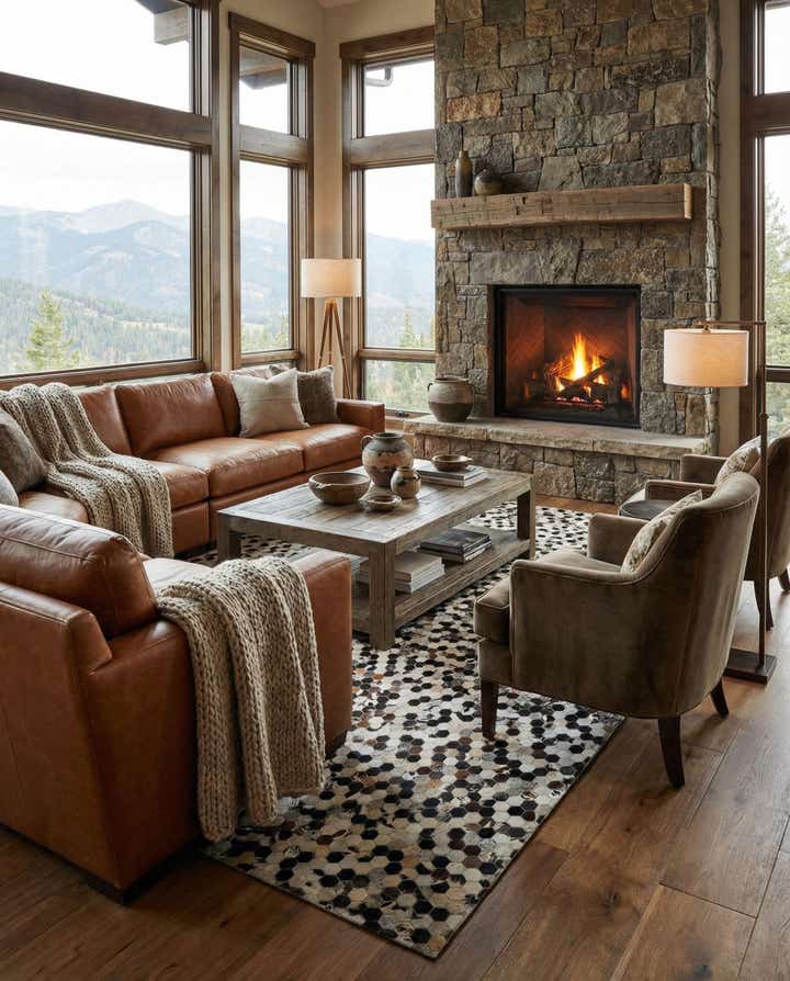 8' 1 x 10' Cowhide Leather Rug