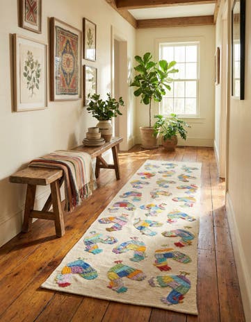 2' 9 x 9' 3 Hand Woven Kilim Suzani Wool Runner Rug