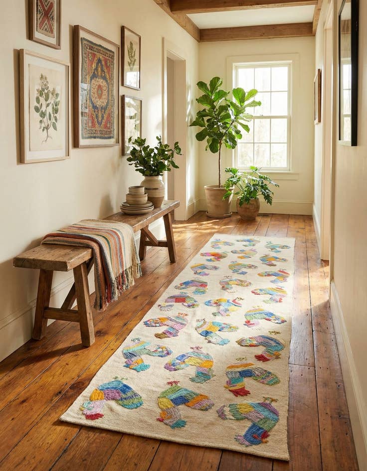 Detail image of 2' 9 x 9' 3  Hand Woven Kilim Suzani Wool Runner Rug