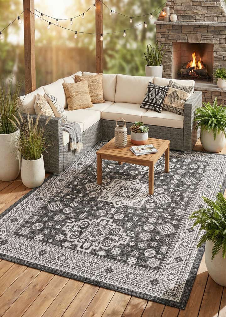9' x 12' Easy-Clean Aztec Indoor / Outdoor Rug