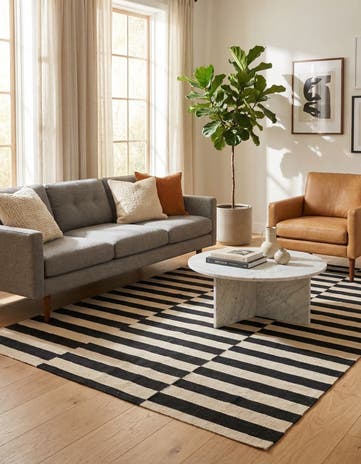 4' 2 x 5' 10 Hand Woven Kilim Modern Wool Rug