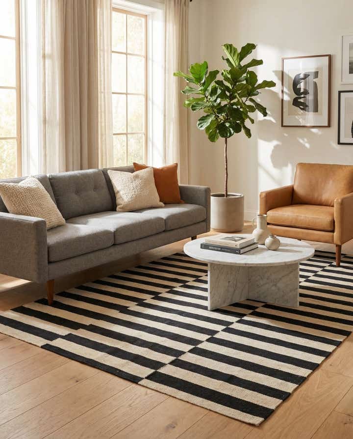 4' 2 x 5' 10 Hand Woven Kilim Modern Wool Rug