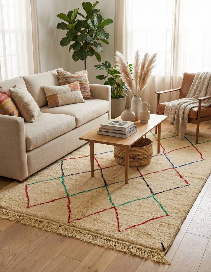 Detail image of 5' 1 x 8' 2  Hand Knotted Moroccan Wool Rug