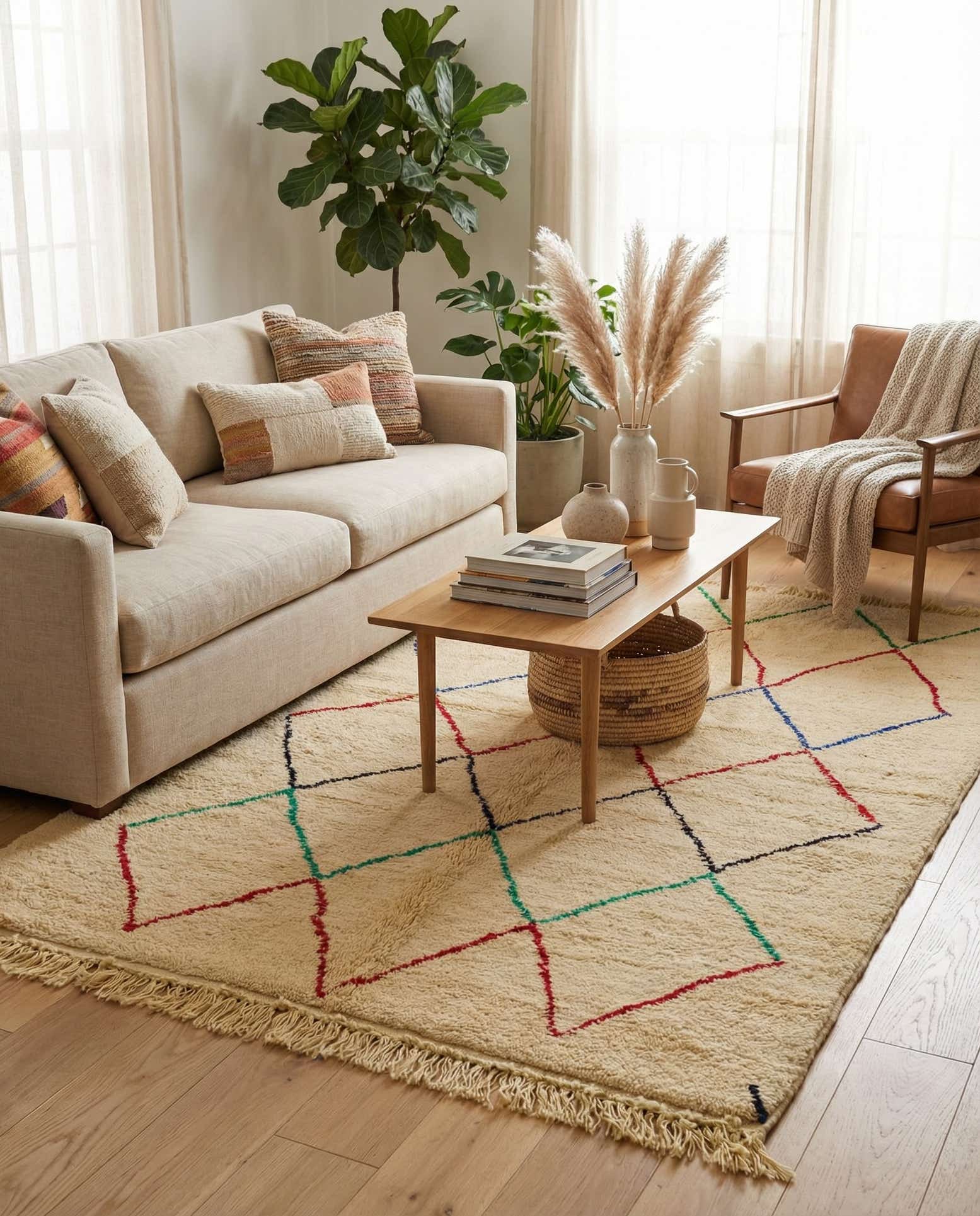5' 1 x 8' 2 Hand Knotted Moroccan Wool Rug