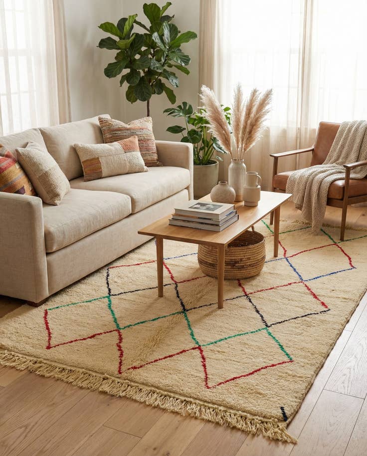 Detail image of 5' 1 x 8' 2 Hand Knotted Moroccan Wool Rug