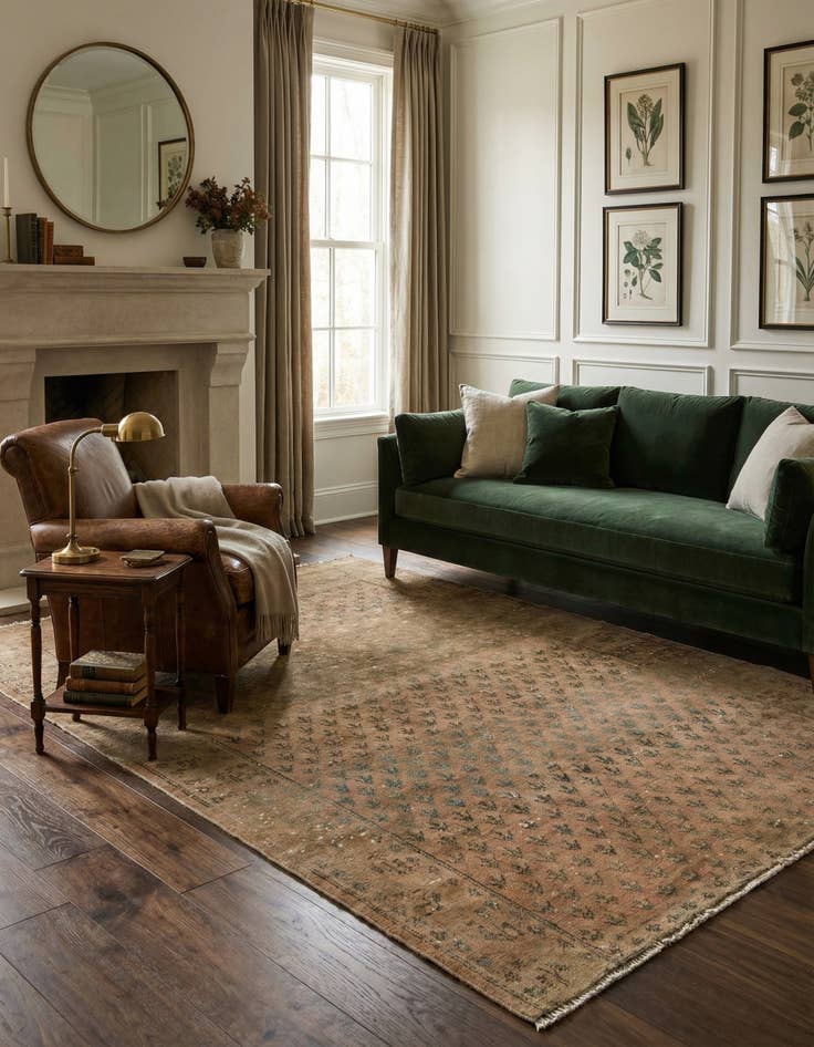 Detail image of 4' 8 x 8' 3  Hand Knotted Ultra Vintage Persian Wool Rug