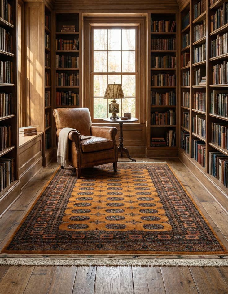 Detail image of  4' 6 x 6' 2  Hand Knotted Bokhara Wool Rug