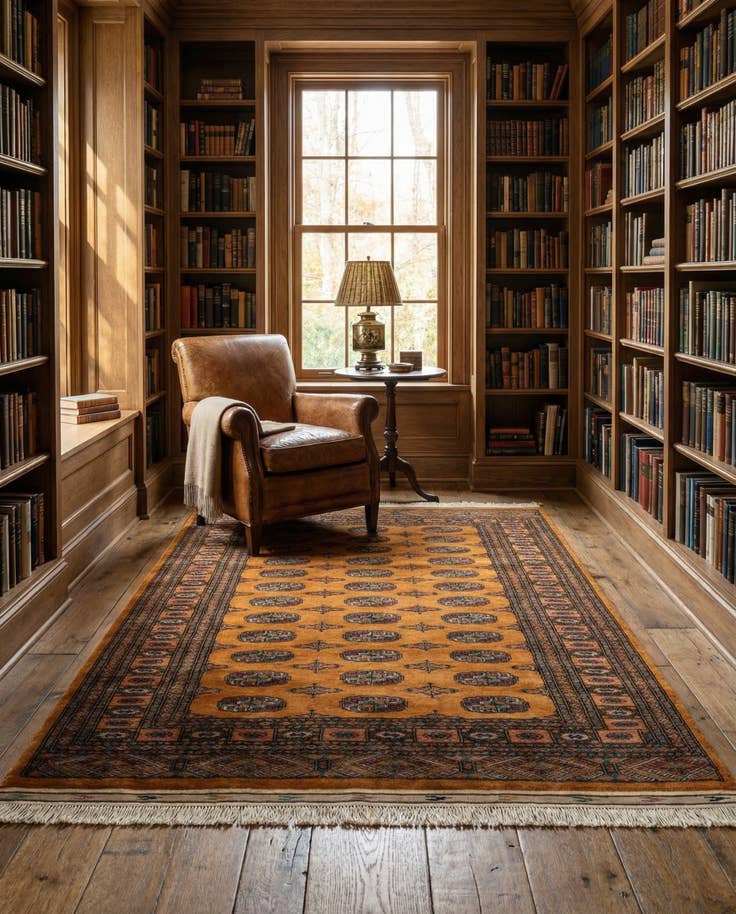 Detail image of 4' 6 x 6' 2 Hand Knotted Bokhara Wool Rug
