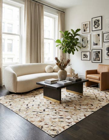 5' x 7' 9 Cowhide Leather Rug
