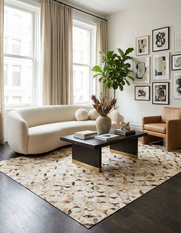 Detail image of 5' x 7' 9 Cowhide Leather Rug