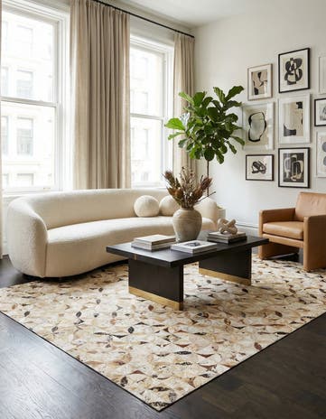 5' x 7' 9 Cowhide Leather Rug
