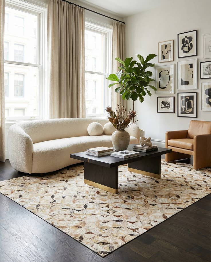Detail image of 5' x 7' 9 Cowhide Leather Rug