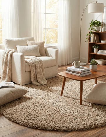 7' 10 x 7' 10 Solid Shag Round Rug