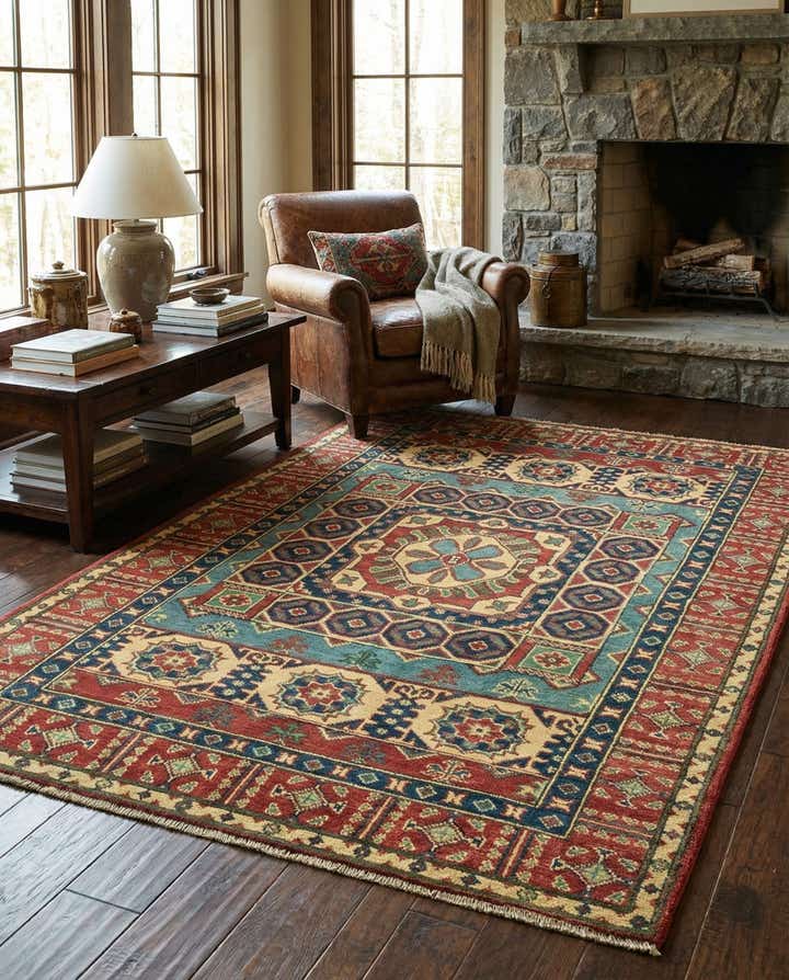4' x 5' 8 Hand Knotted Kazak Rug