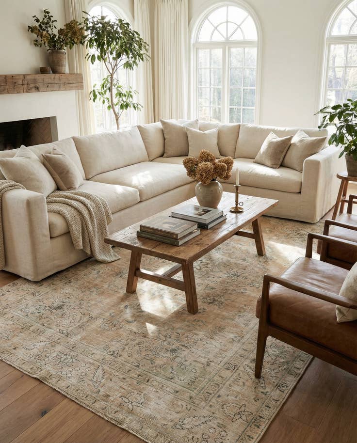 Detail image of 6' 4 x 9' 7 Hand Knotted Ultra Vintage Persian Wool Rug