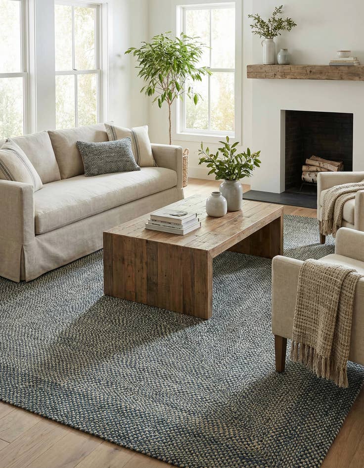 Detail image of 9' x 12'  Hand Tweed Braided Jute Rug