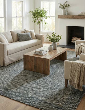 9' x 12' Handmade Tweed Braided Jute Rug