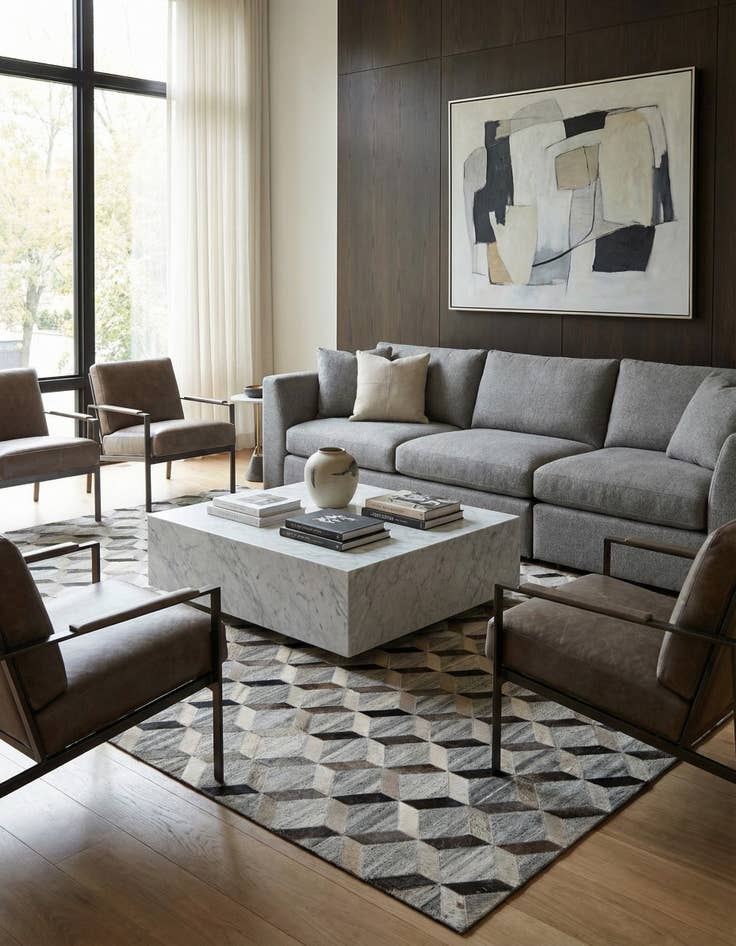 Detail image of  5' 1 x 8' 2 Cowhide - Patchwork Rug