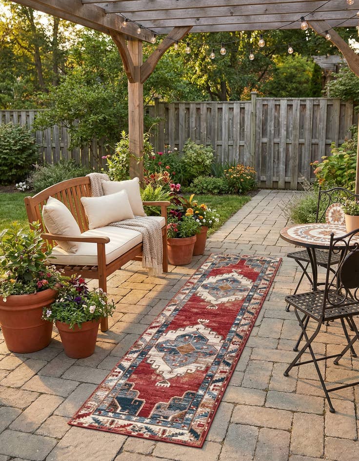 Detail image of 2' x 8'  Washable Traditional Indoor / Outdoor Runner Rug