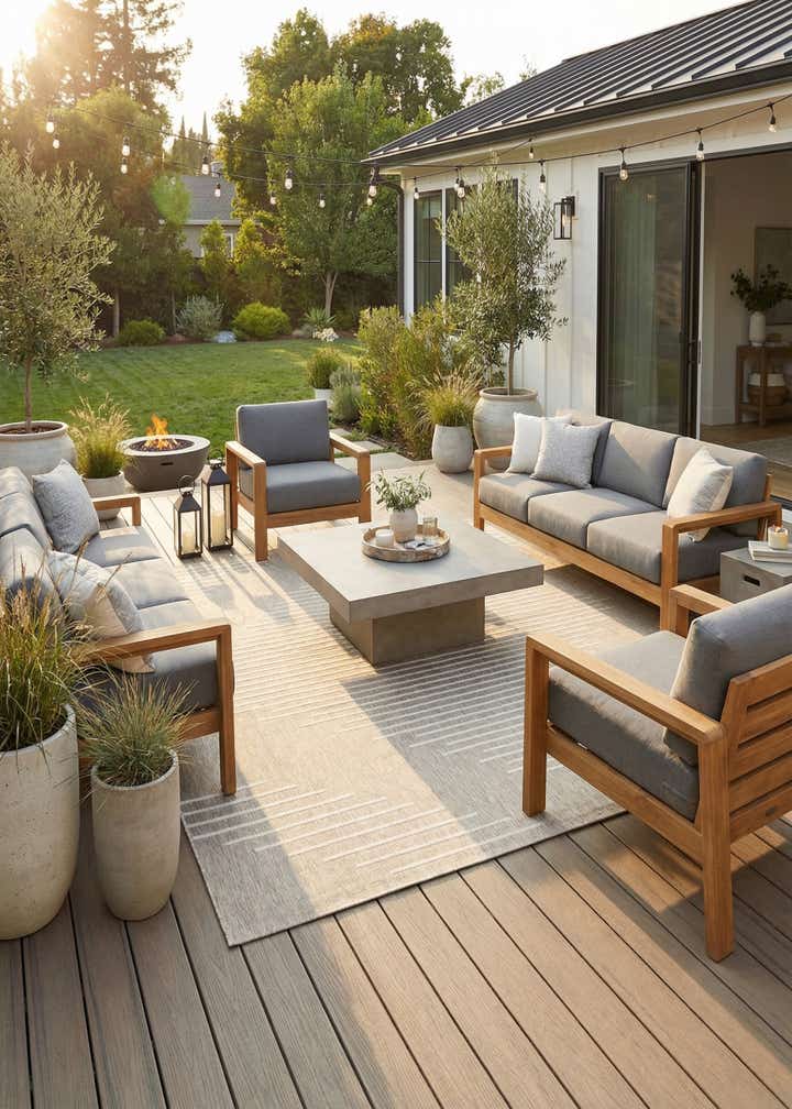13' x 13' Easy-Clean Modern Indoor / Outdoor Square Rug