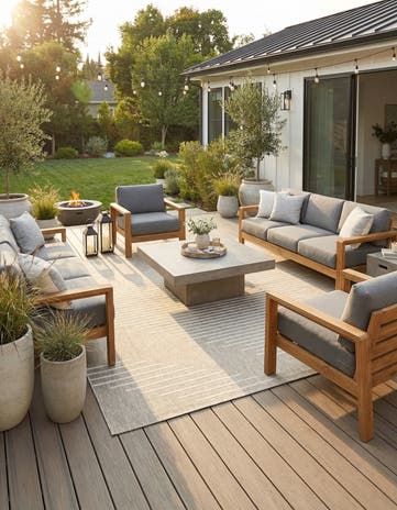 Gray Easy-Clean Modern Indoor / Outdoor Square Rug
