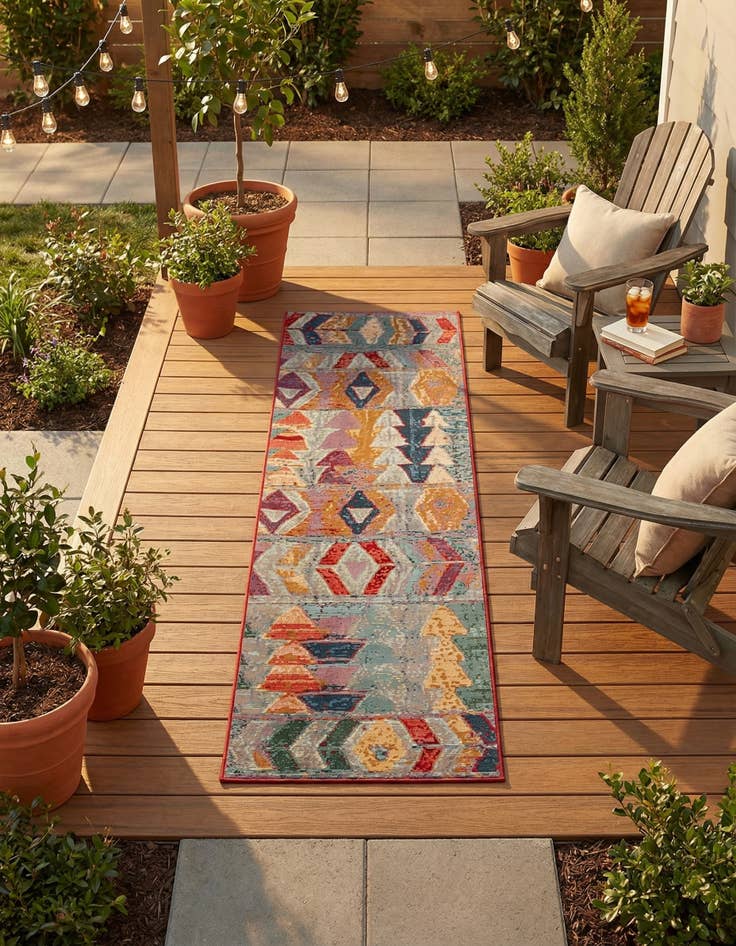 Detail image of 2' 7 x 10'  Washable Modern Indoor / Outdoor Runner Rug