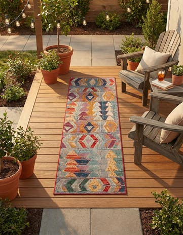 2' 7 x 10' Easy-Clean Modern Indoor / Outdoor Runner Rug