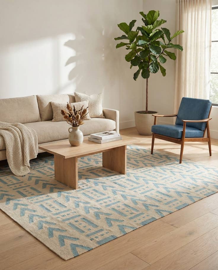 Detail image of 5' 4 x 6' 7 Hand Woven Kilim Modern Wool Rug