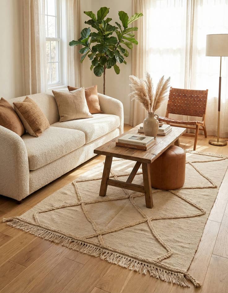 Detail image of 3' 5 x 5'  Hand Knotted Moroccan Wool Rug