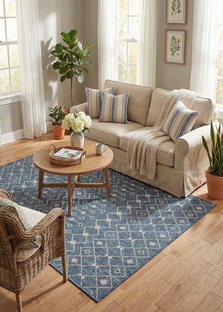 5' 3 x 7' Easy-Clean Trellis Indoor / Outdoor Rug