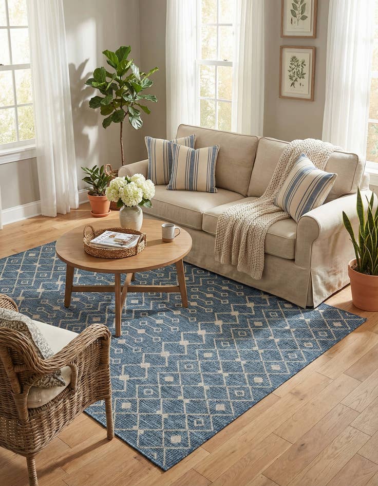 Detail image of 5' 3 x 7' Easy-Clean Trellis Indoor / Outdoor Rug