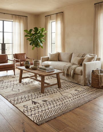 8' 1 x 9' 9 Hand Knotted Moroccan Wool Rug