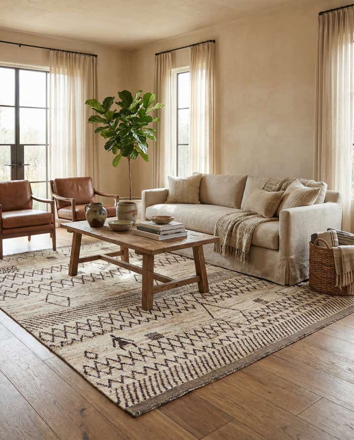 8' 1 x 9' 9 Hand Knotted Moroccan Wool Rug