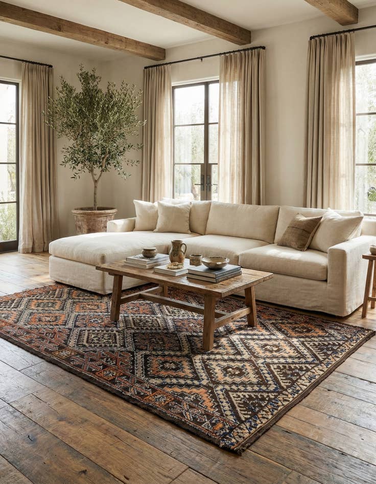 Detail image of 5' 9 x 11' 4  Hand Knotted Moroccan Wool Runner Rug