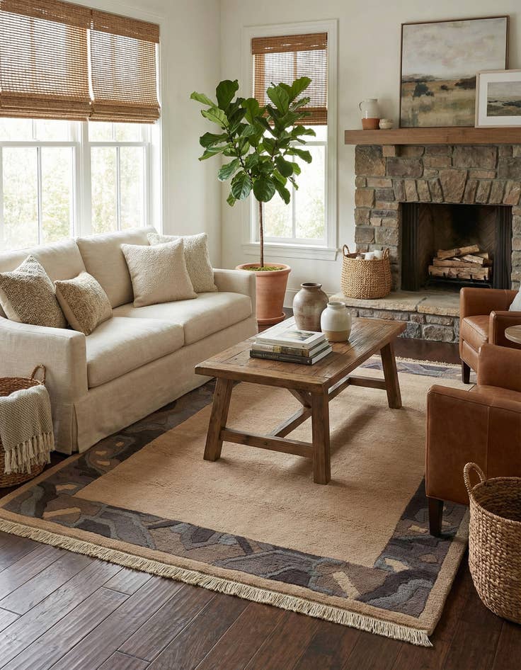 Detail image of  4' 2 x 5' 8  Hand Knotted Nepal Wool Rug