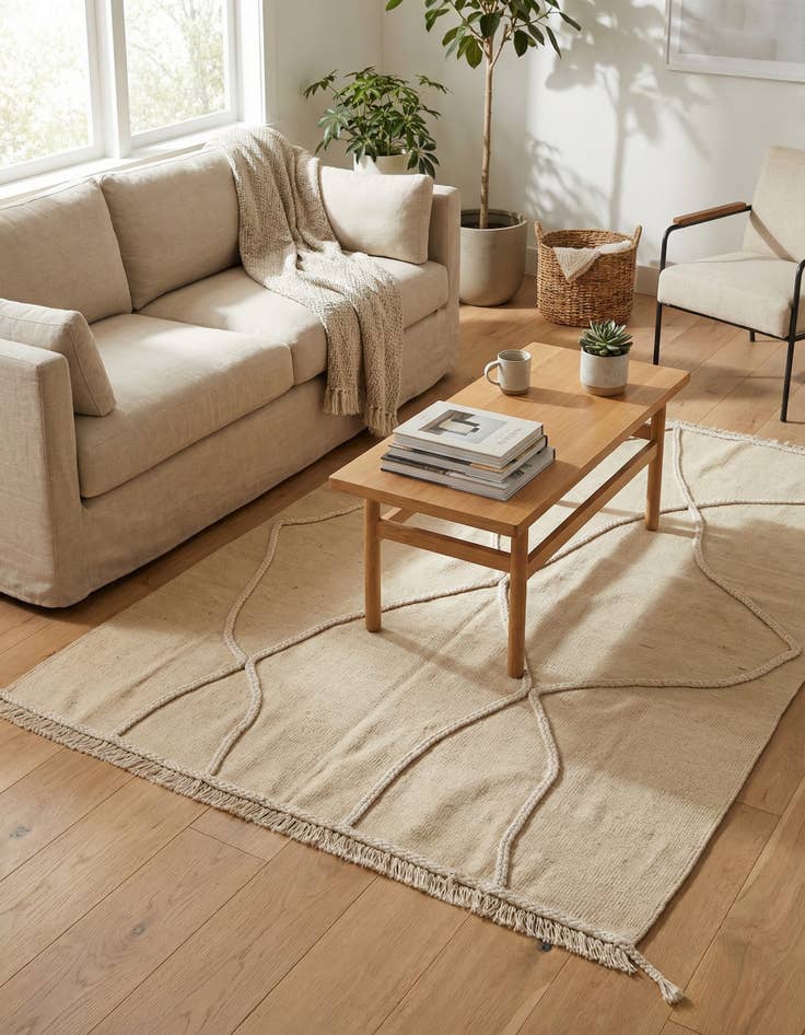 Detail image of 4' 3 x 6'  Hand Knotted Moroccan Wool Rug