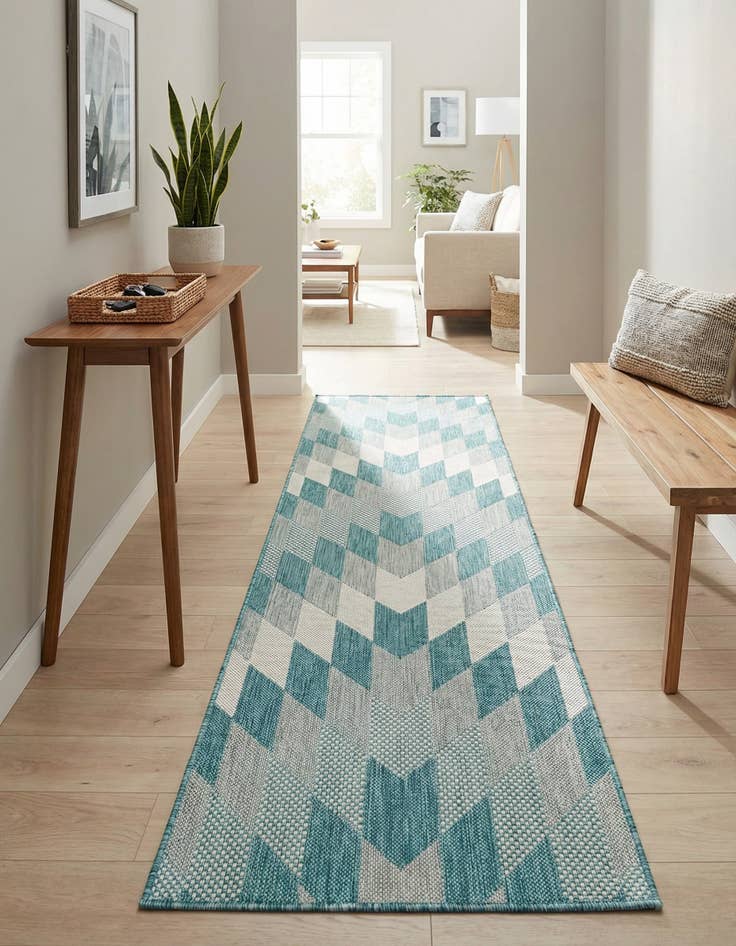 Detail image of 2' x 8'  Washable Modern Indoor / Outdoor Runner Rug