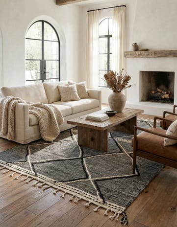 6' 1 x 9' 5 Hand Knotted Moroccan Wool Rug