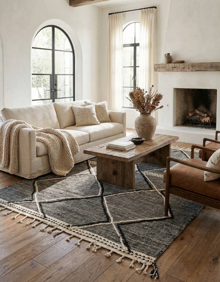 Detail image of  6' 1 x 9' 5  Hand Knotted Moroccan Wool Rug