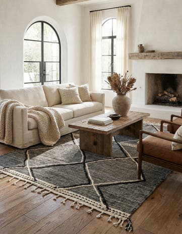 6' 1 x 9' 5 Hand Knotted Moroccan Wool Rug