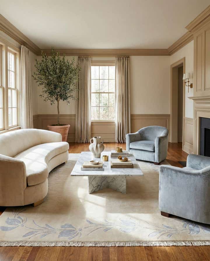 6' 11 x 9' 8 Hand Knotted Darya Wool Rug